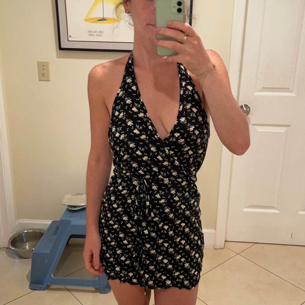 Beginning Boutique Wrap Halter Mini Dress